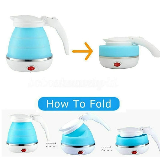Fast Water Boiling 600 ml Portable Travel Kettle – Collapsible & Fold able Electric Sports Bottle (Random Color)