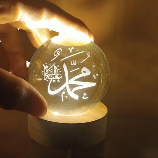Crystal Ball 3D Arabic Night Lamp – Islamic Table Light for Prayer Rooms, Home Décor & Gifting