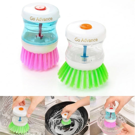 Self Dispensing Cleaning Brush – Liquid Soap Plastic Dish Brush for Kitchen & Home (Random Color)