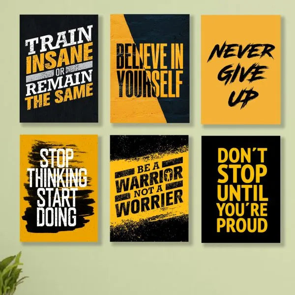 Set of 6 Motivational Wooden Canvas Frames – 8×11 Inches Wall Décor | Sticky Photo Tiles Frames
