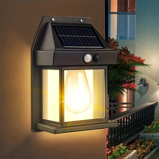 Solar Tungsten Filament Lamp – Outdoor Waterproof Intelligent Induction Wall Light for Courtyard, Garden & Villa