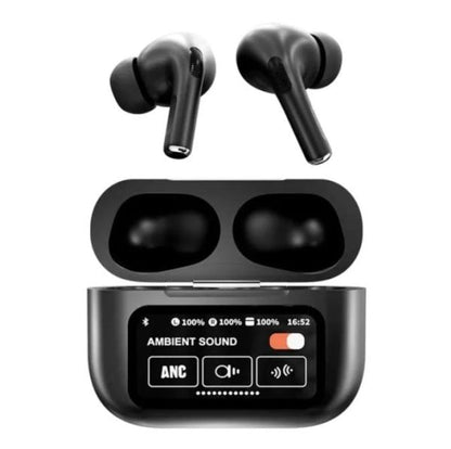 A9 Pro Wireless Earbuds – ANC/ENC, Dual Dark Touch Display, Noise Reduction for Android & iOS