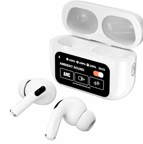 A9 Pro Wireless Earbuds – ANC/ENC, Dual Dark Touch Display, Noise Reduction for Android & iOS