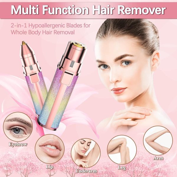Eyebrow Trimmer 2-in-1 Electric and Facial Shaver – Flawless Rechargeable Hair Remover for Women | Painless Eyebrow & Facial Hair Removal Tool