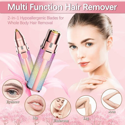 Eyebrow Trimmer 2-in-1 Electric and Facial Shaver – Flawless Rechargeable Hair Remover for Women | Painless Eyebrow & Facial Hair Removal Tool