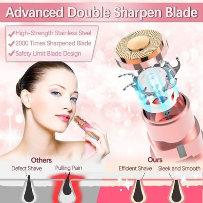Eyebrow Trimmer 2-in-1 Electric and Facial Shaver – Flawless Rechargeable Hair Remover for Women | Painless Eyebrow & Facial Hair Removal Tool