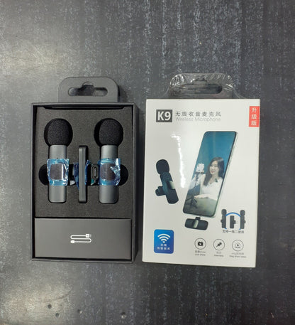 K9 Dual Wireless Lavalier Microphone – Plug & Play for Type-C & iOS | Noise Reduction, Auto Sync, No App Needed
