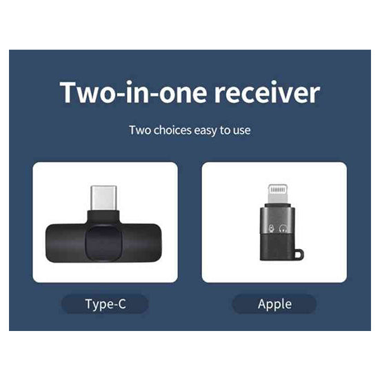 K9 Dual Wireless Lavalier Microphone – Plug & Play for Type-C & iOS | Noise Reduction, Auto Sync, No App Needed