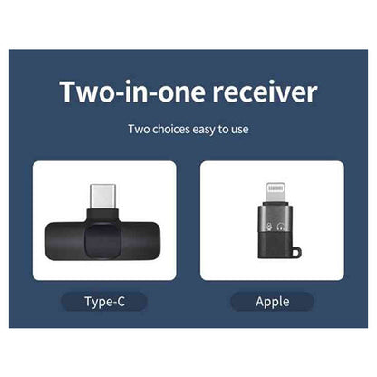 K9 Dual Wireless Lavalier Microphone – Plug & Play for Type-C & iOS | Noise Reduction, Auto Sync, No App Needed