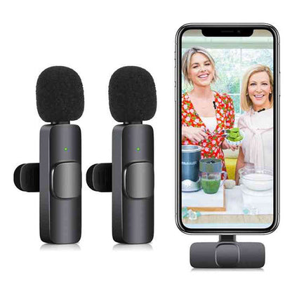 K9 Dual Wireless Lavalier Microphone – Plug & Play for Type-C & iOS | Noise Reduction, Auto Sync, No App Needed