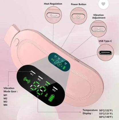 Heating Pad for Women – Portable Period Pain Relief Belt with 3 Heat Levels & 4 Massage Modes | Electric Menstrual Cramp Relief Massager