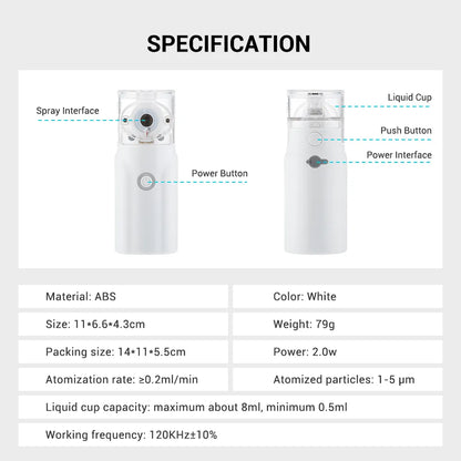 Portable Mesh Nebulizer Machine – Silent Handheld Inhaler for Kids & Adults | Effective Respiratory Solution with Advanced Mesh Technology