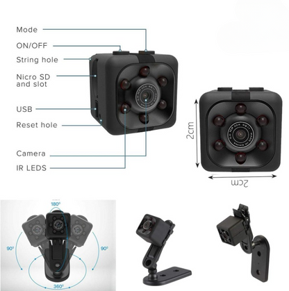SQ6 Mini Spy Camera – HD Portable Security Camera with Night Vision & Two Stand Holders