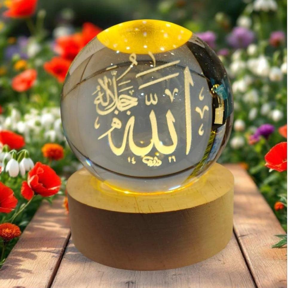Crystal Ball 3D Arabic Night Lamp – Elegant Islamic Table Light For Prayer Rooms, Home Décor, And Gifting