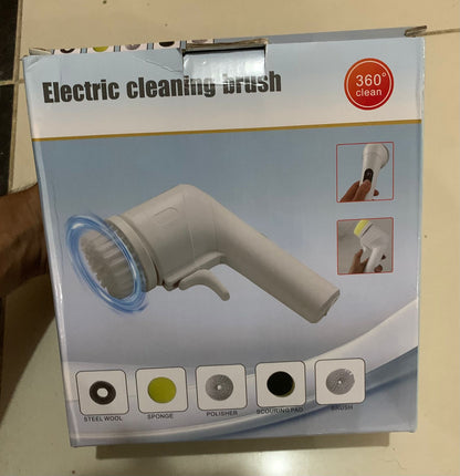 Electric Cleaning Brush – 360° Rotating Scrubber with Multiple Attachments for Efficient Home Cleaning (Sponge, Brush & Steel Wool Heads)