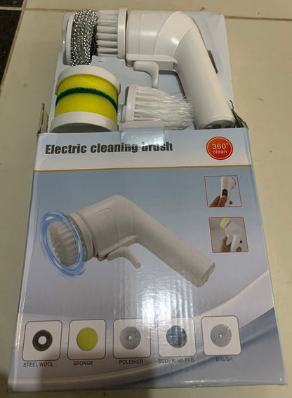 Electric Cleaning Brush – 360° Rotating Scrubber with Multiple Attachments for Efficient Home Cleaning (Sponge, Brush & Steel Wool Heads)