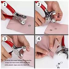 Metal Hand Press Button Plier With 50 Tich Buttons – Tich & Snap Button Press Tool for DIY Sewing and Craft Projects