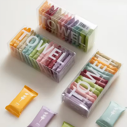 14 Pcs Compressed Travel Disposable Face Towel – Ultra-Compact Coin Tissues for Travel, Gym, Hotel & Outdoor Use