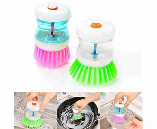 Self Dispensing Cleaning Brush – Liquid Soap Plastic Dish Brush for Kitchen & Home (Random Color)