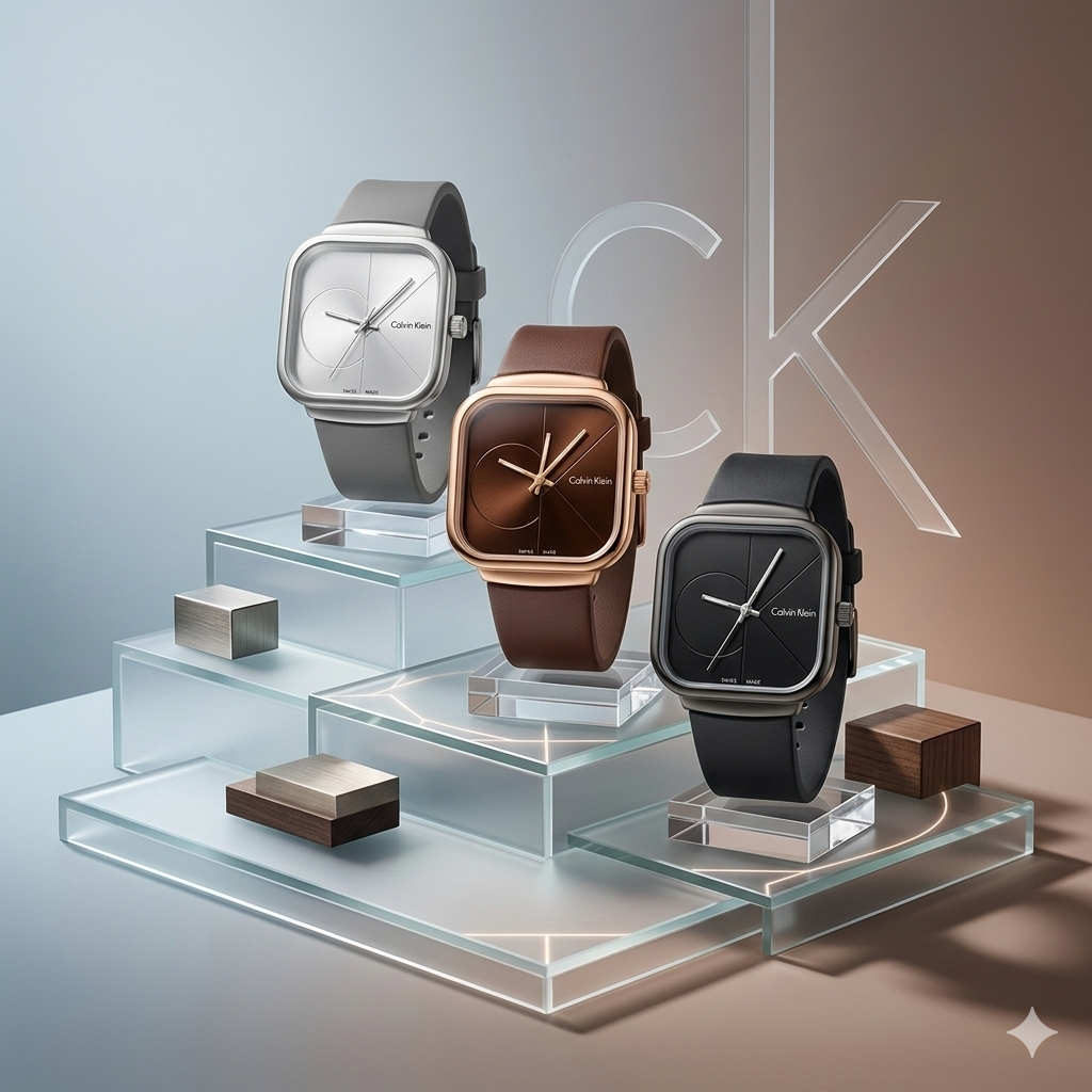 Calvin Klein Black Quartz Analog Watch for Men | Square Dial Silicone Strap Luxury Wristwatch ⌚🖤
