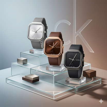 Calvin Klein Black Quartz Analog Watch for Men | Square Dial Silicone Strap Luxury Wristwatch ⌚🖤