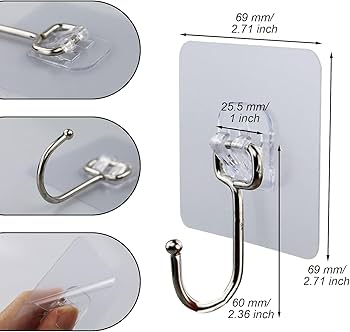 (10 Pcs) Adhesive Wall Hooks | No Drill Self-Adhesive Hooks for Home Organization