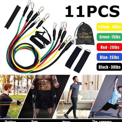11pcs Resistance Band Set – Professional Gym Workout Tubes with Handles
