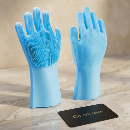 Silicone Full Finger Washing Gloves – Reusable Cleaning Gloves for Home Use (Random Colors)