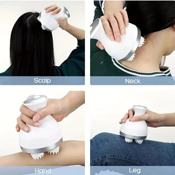 Portable Massager Electric Scalp – Washable Head Massager with 4 Rotating Clusters for Hair Growth & Fatigue Relief