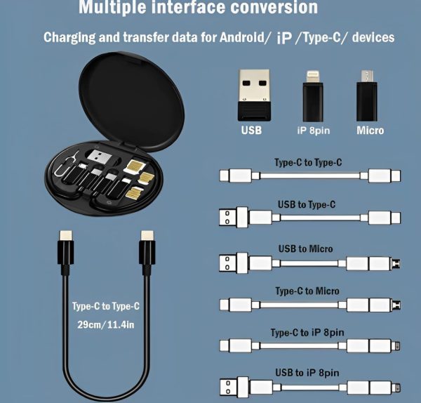 5-in-1 Data Cable Set – All-in-One Fast Charging Kit (60W, Random Color)