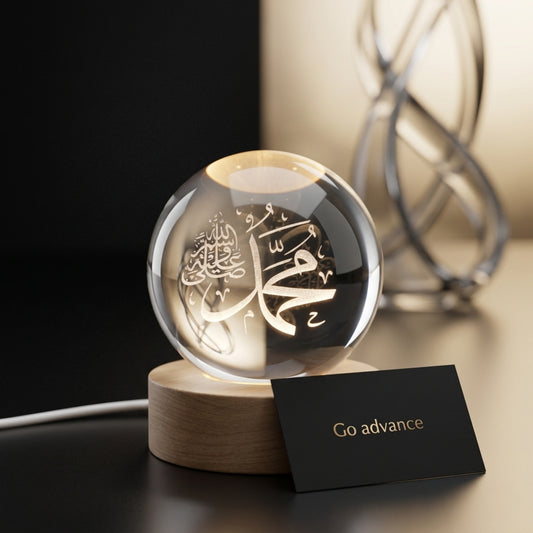 Crystal Ball 3D Arabic Night Lamp – Islamic Table Light for Prayer Rooms, Home Décor & Gifting