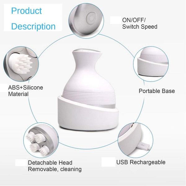 Portable Massager Electric Scalp – Washable Head Massager with 4 Rotating Clusters for Hair Growth & Fatigue Relief