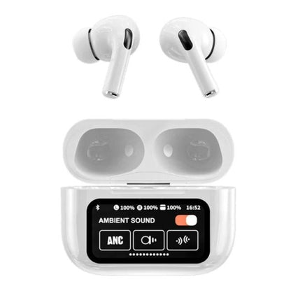 A9 Pro Wireless Earbuds – ANC/ENC, Dual Dark Touch Display, Noise Reduction for Android & iOS