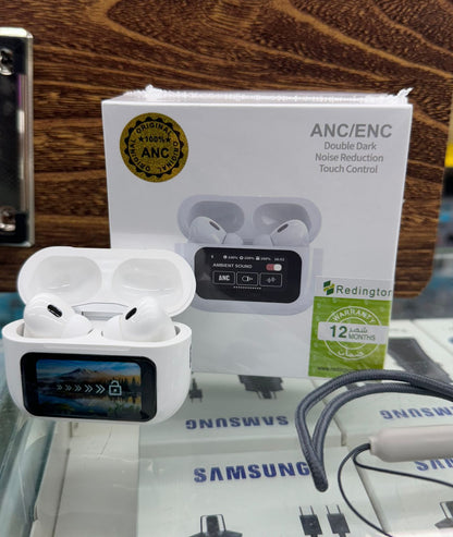 A9 Pro Wireless Earbuds – ANC/ENC, Dual Dark Touch Display, Noise Reduction for Android & iOS