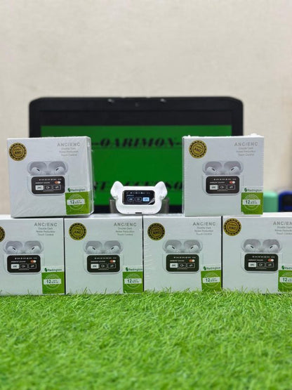 A9 Pro Wireless Earbuds – ANC/ENC, Dual Dark Touch Display, Noise Reduction for Android & iOS