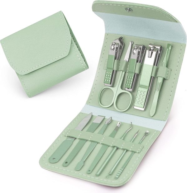 Brandomatic Manicure Kit – 16-in-1 Grooming Set with Nail Clippers, Cuticle Scissors, Nail Files & Polish Remover (Random Color)