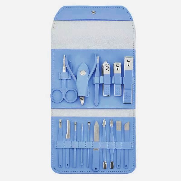 Brandomatic Manicure Kit – 16-in-1 Grooming Set with Nail Clippers, Cuticle Scissors, Nail Files & Polish Remover (Random Color)