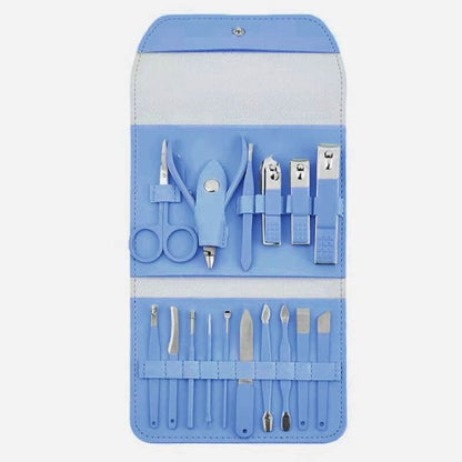 Brandomatic Manicure Kit – 16-in-1 Grooming Set with Nail Clippers, Cuticle Scissors, Nail Files & Polish Remover (Random Color)