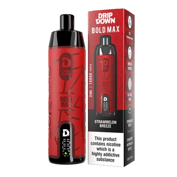 Disposable Vape 15K Puffs | 3mg | Rechargeable – Drip Down Bold Max Original  with Premium Display & Sleek Design
