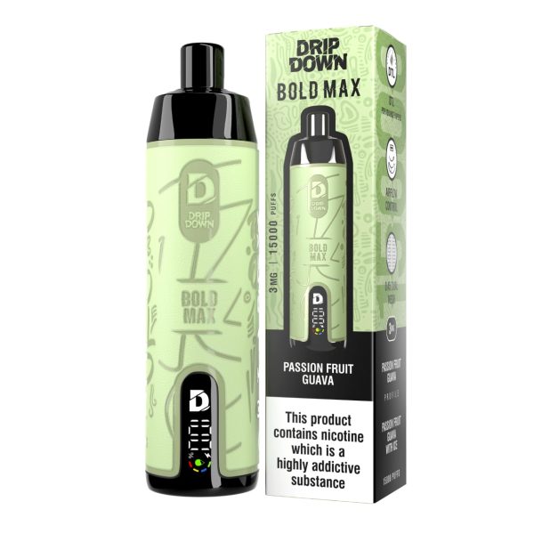 Disposable Vape 15K Puffs | 3mg | Rechargeable – Drip Down Bold Max Original  with Premium Display & Sleek Design