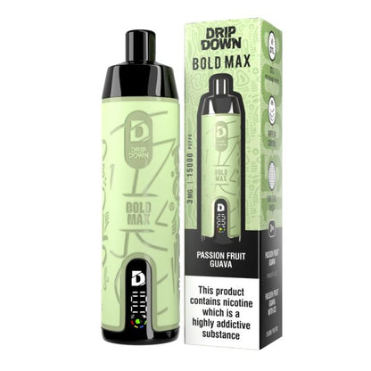 Disposable Vape 15K Puffs | 3mg | Rechargeable – Drip Down Bold Max Original  with Premium Display & Sleek Design