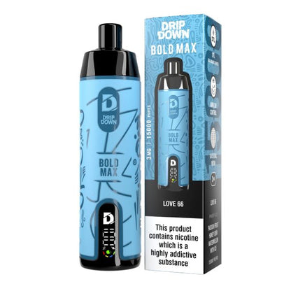 Disposable Vape 15K Puffs | 3mg | Rechargeable – Drip Down Bold Max Original  with Premium Display & Sleek Design