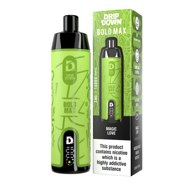 Disposable Vape 15K Puffs | 3mg | Rechargeable – Drip Down Bold Max Original  with Premium Display & Sleek Design
