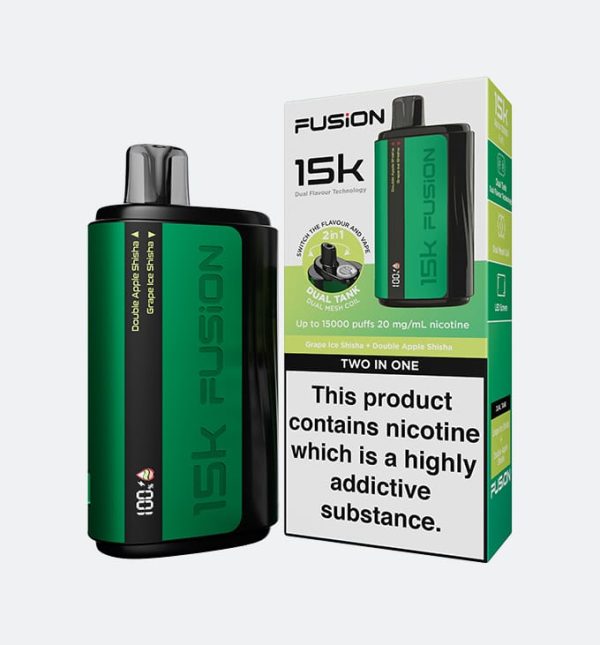 15K Puffs | 20mg Nicotine | Dual Flavor | Rechargeable – Fusion 2-in-1 Original Disposable Vape with Premium Display & Sleek Design