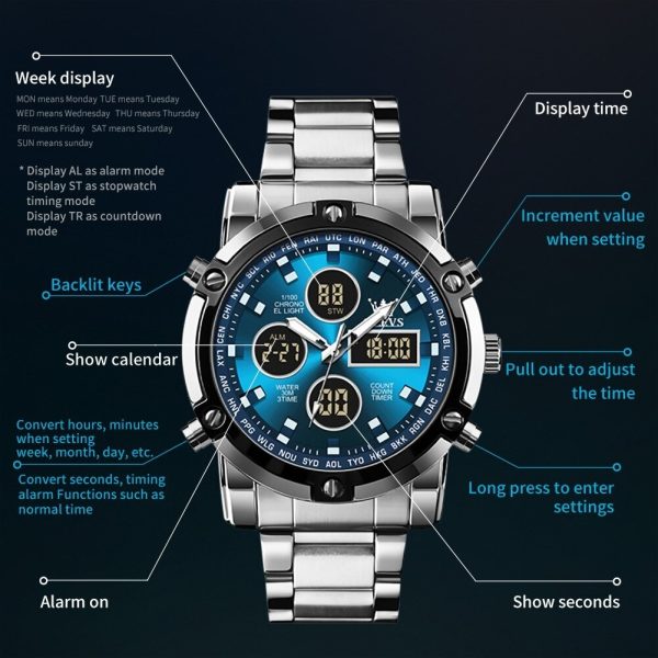 Men’s Digital Watch Waterproof Stainless Steel