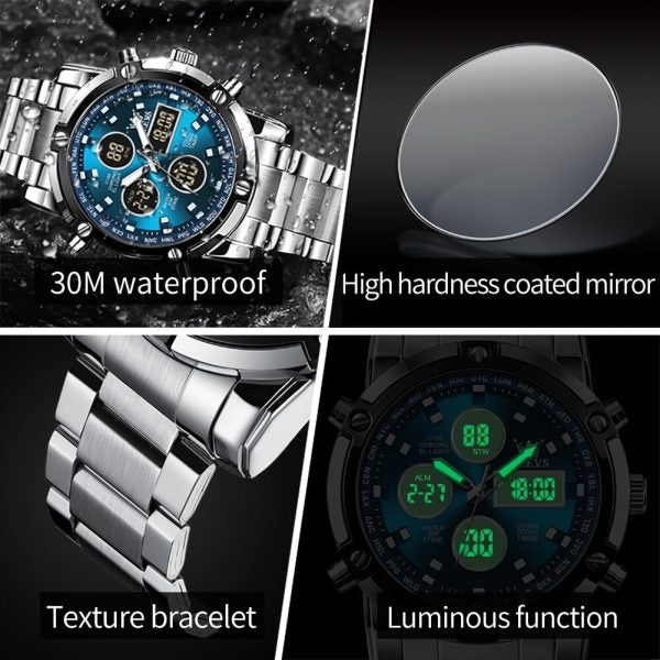 Men’s Digital Watch Waterproof Stainless Steel