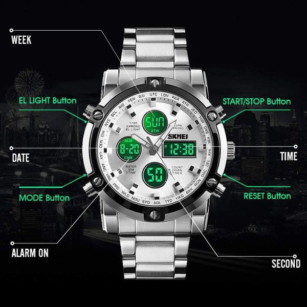 Men’s Digital Watch Waterproof Stainless Steel