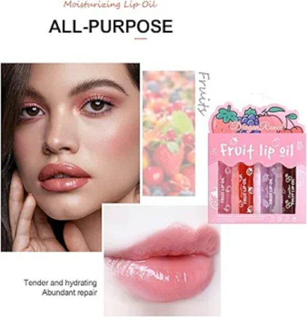 Fruit Lip Oil Set – Pack of 4 | Non-Sticky, Long-Lasting & Moisturizing Lip Care Oil