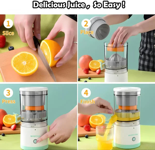 Rechargeable | Hands-Free | Easy to Clean – Portable Electric Citrus Juicer for Orange, Lemon & Grapefruit