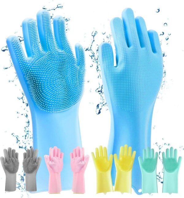 Silicone Full Finger Washing Gloves – Reusable Cleaning Gloves for Home Use (Random Colors)